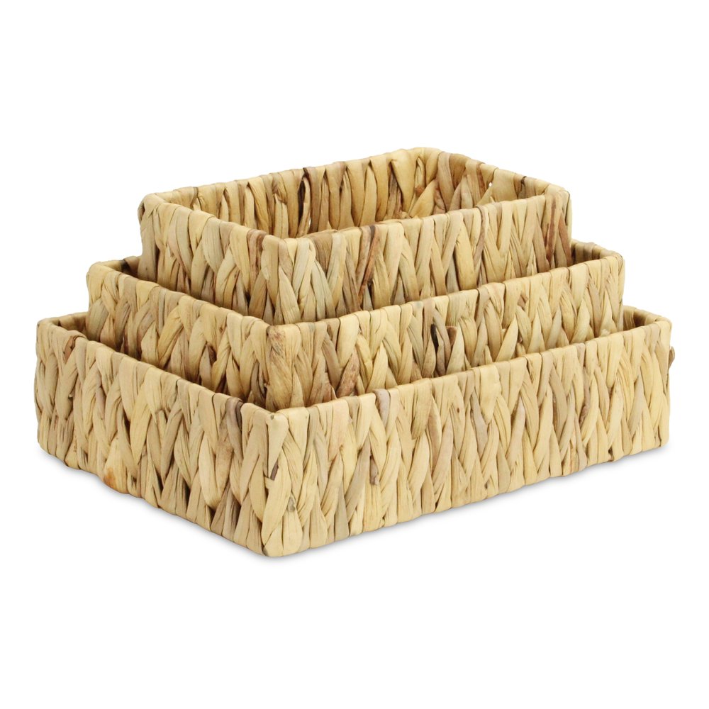 Set of Three Natural Water Hyacinth Baskets