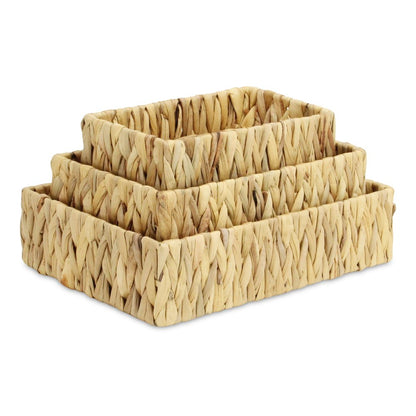 Set of Three Natural Water Hyacinth Baskets
