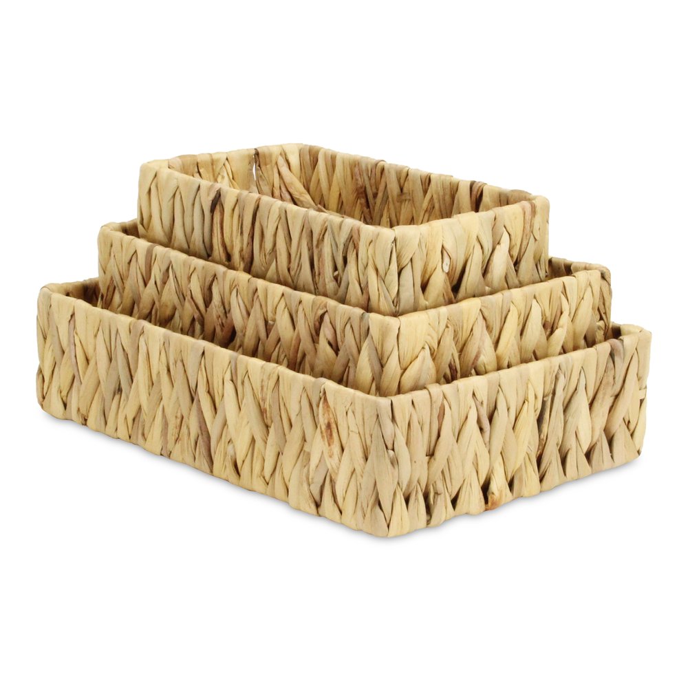 Set of Three Natural Water Hyacinth Baskets