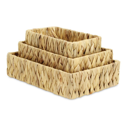 Set of Three Natural Water Hyacinth Baskets