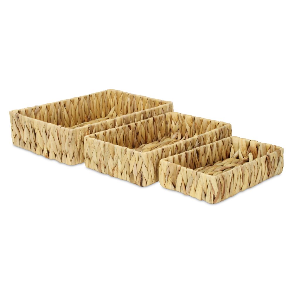 Set of Three Natural Water Hyacinth Baskets