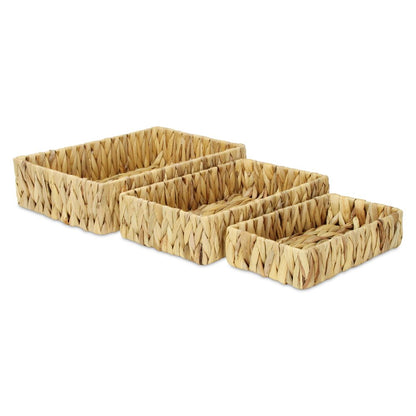 Set of Three Natural Water Hyacinth Baskets