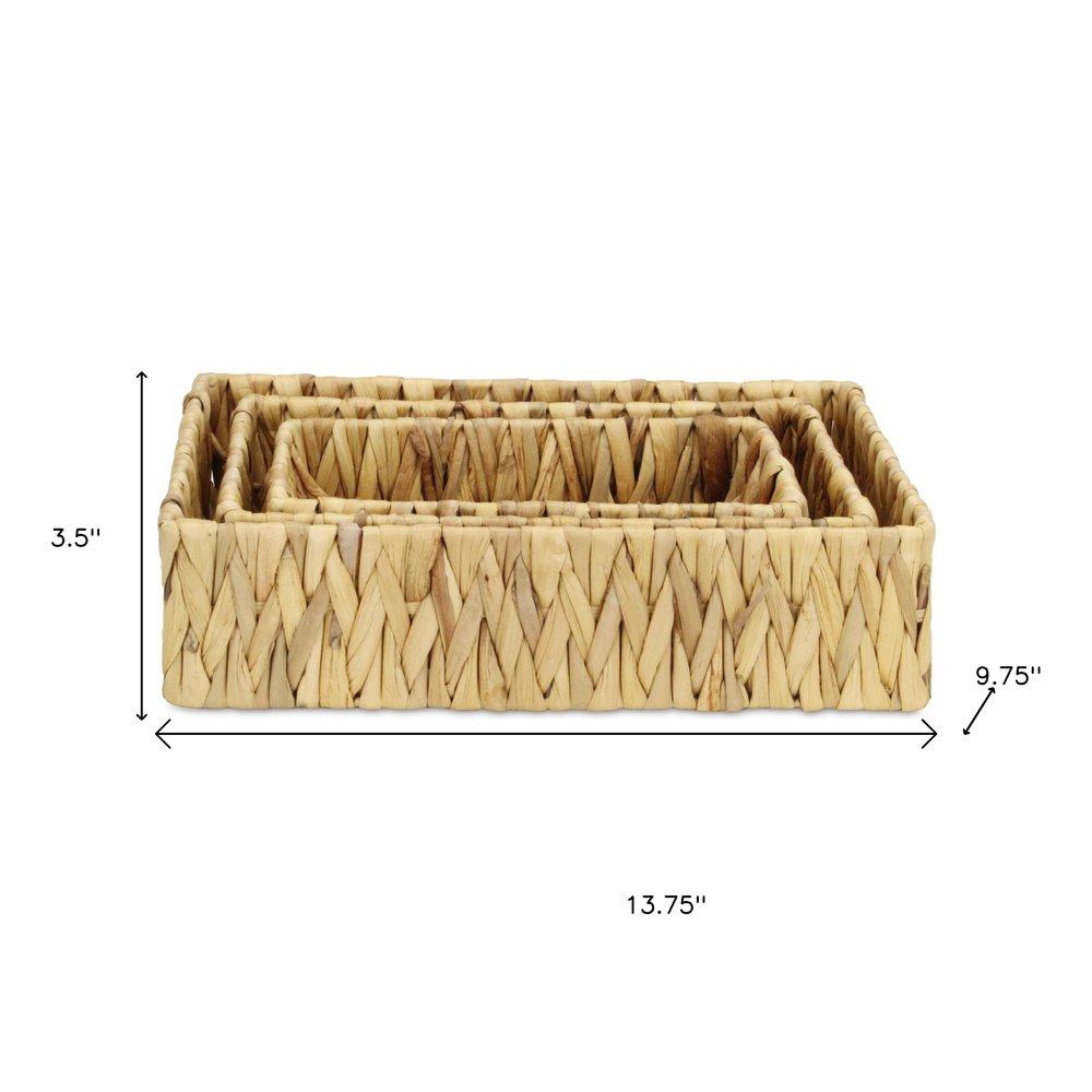 Set of Three Natural Water Hyacinth Baskets
