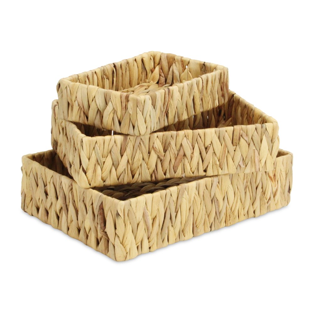 Set of Three Natural Water Hyacinth Baskets