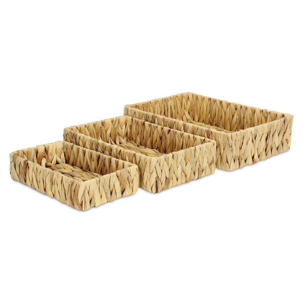 Set of Three Natural Water Hyacinth Baskets