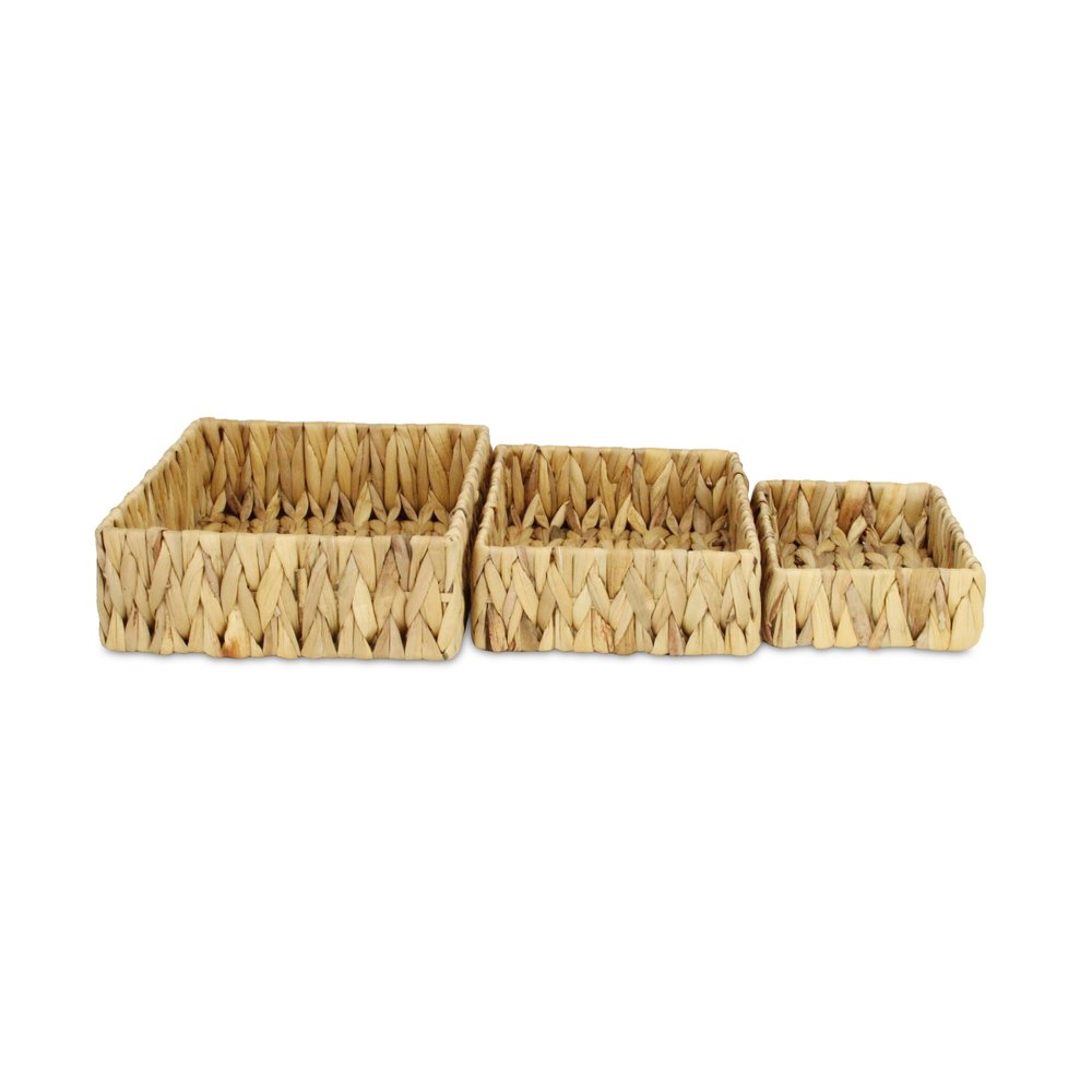 Set of Three Natural Water Hyacinth Baskets