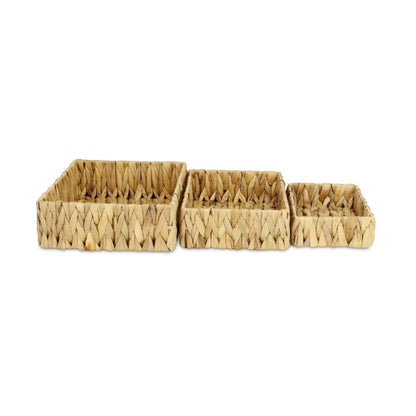 Set of Three Natural Water Hyacinth Baskets