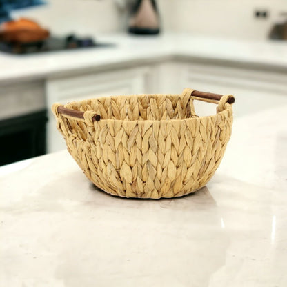 13" Natural Woven Water Hyacinth Basket