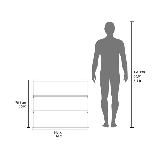 36" White Wood Three Tier Wall Mounted Floating Shelf