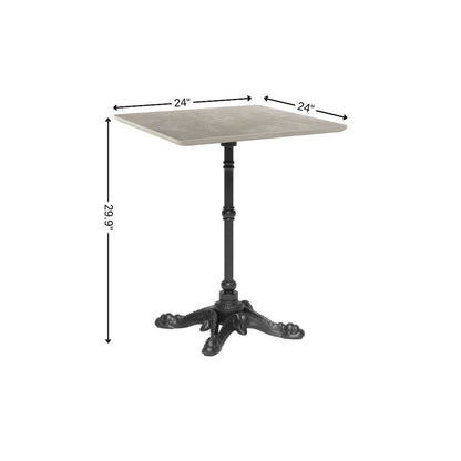 24" Gray and Black Wood And Aluminum Indoor Outdoor Pedestal Base Round Top Dining Table