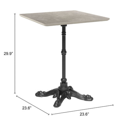 24" Gray and Black Wood And Aluminum Indoor Outdoor Pedestal Base Round Top Dining Table