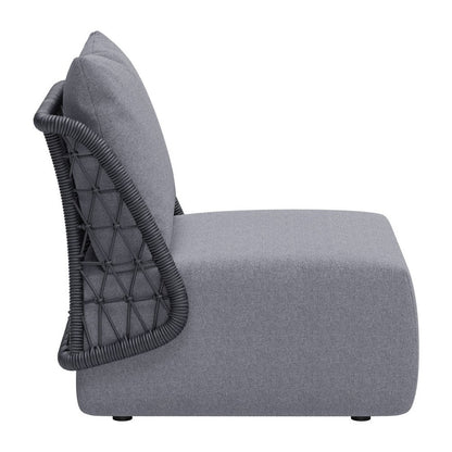 33" Gray Outdoor Accent Chair with Gray Cushions