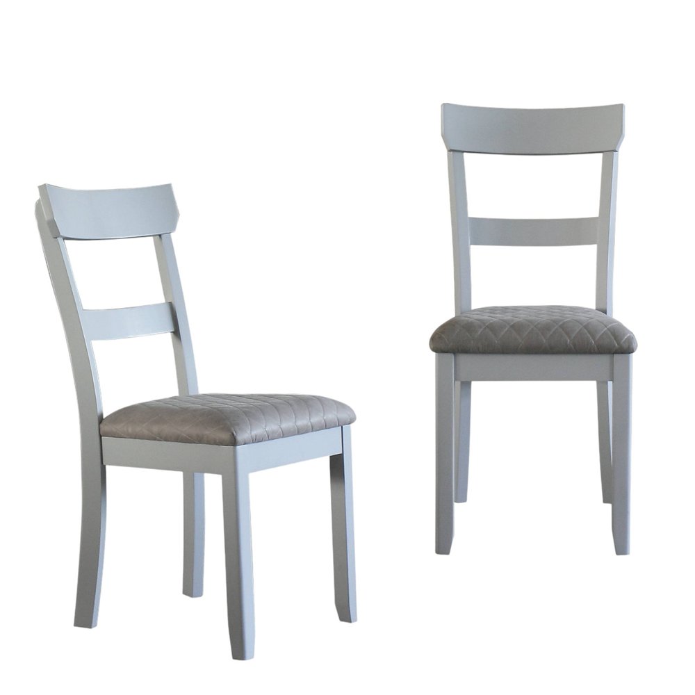 Set of Two Gray Fabric Open Back Dining Side Chairs