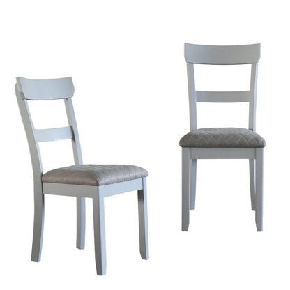 Set of Two Gray Fabric Open Back Dining Side Chairs
