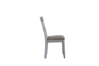 Set of Two Gray Fabric Open Back Dining Side Chairs