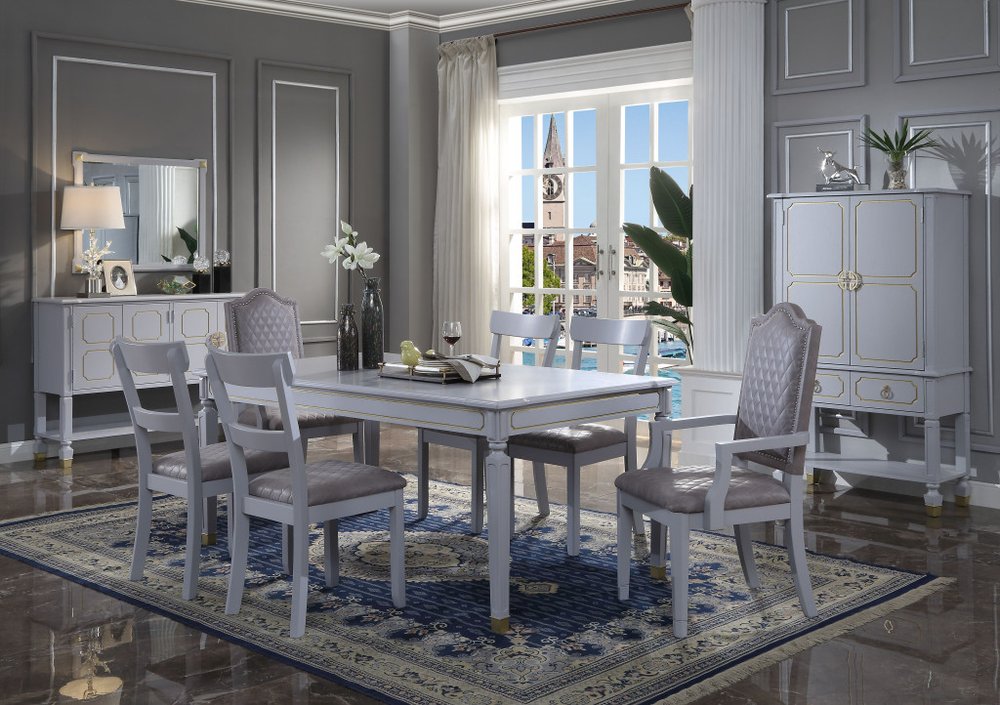 Set of Two Gray Fabric Open Back Dining Side Chairs