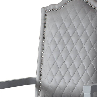 Set of Two Gray Fabric Dining Arm Chairs