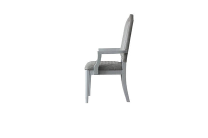 Set of Two Gray Fabric Dining Arm Chairs