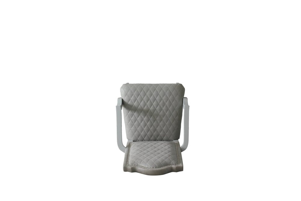 Set of Two Gray Fabric Dining Arm Chairs
