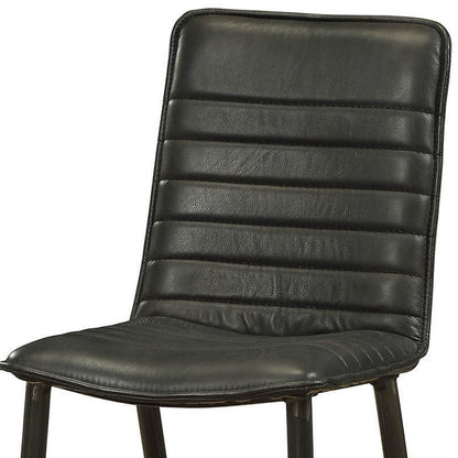 Set of Two Black Faux Leather Dining Side Chairs