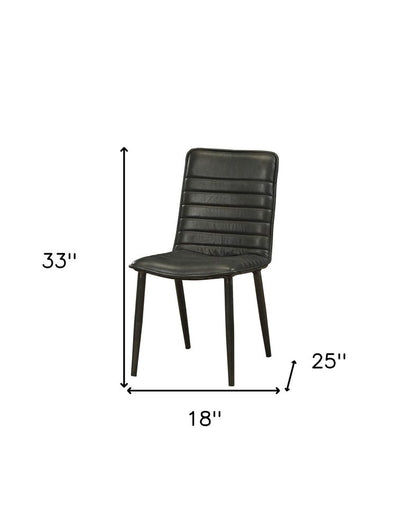 Set of Two Black Faux Leather Dining Side Chairs