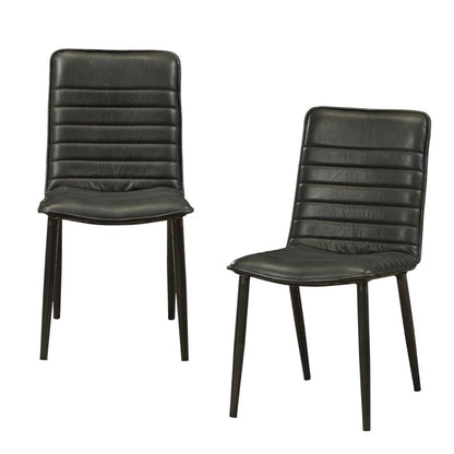 Set of Two Black Faux Leather Dining Side Chairs