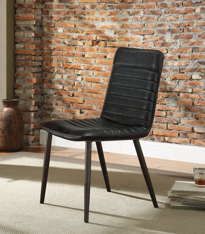 Set of Two Black Faux Leather Dining Side Chairs