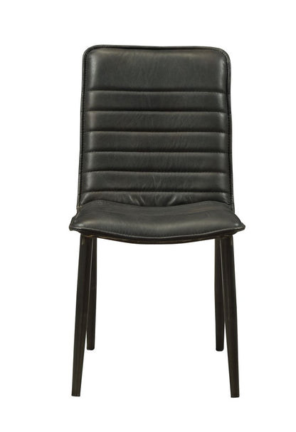Set of Two Black Faux Leather Dining Side Chairs