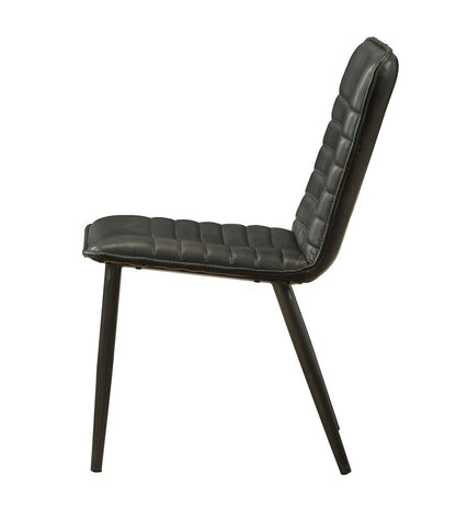 Set of Two Black Faux Leather Dining Side Chairs