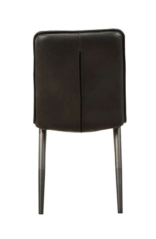 Set of Two Black Faux Leather Dining Side Chairs