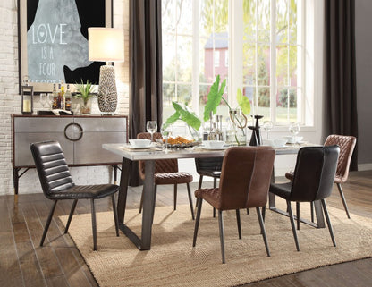 Set of Two Black Faux Leather Dining Side Chairs