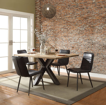 Set of Two Black Faux Leather Dining Side Chairs
