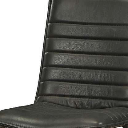 Set of Two Black Faux Leather Dining Side Chairs