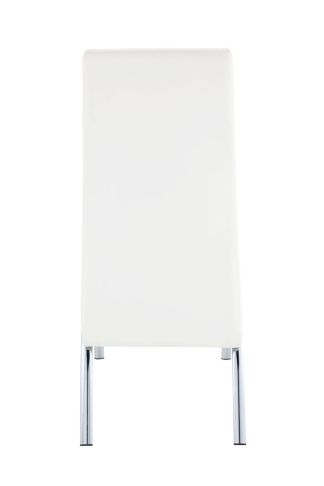 Set of Two White and Silver Faux Leather Dining Side Chairs