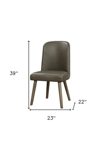 Set of Two Gray Faux Leather Dining Side Chairs