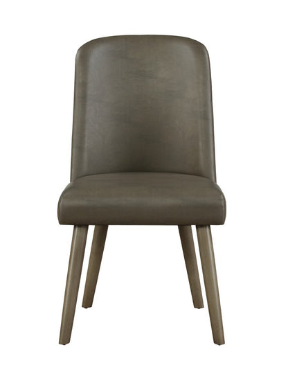 Set of Two Gray Faux Leather Dining Side Chairs