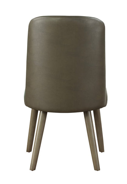 Set of Two Gray Faux Leather Dining Side Chairs