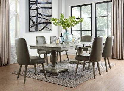 Set of Two Gray Faux Leather Dining Side Chairs