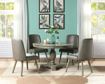 Set of Two Gray Faux Leather Dining Side Chairs