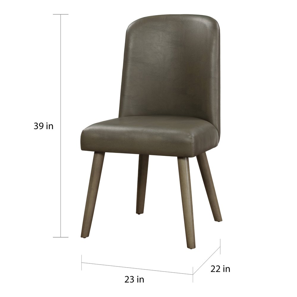 Set of Two Gray Faux Leather Dining Side Chairs