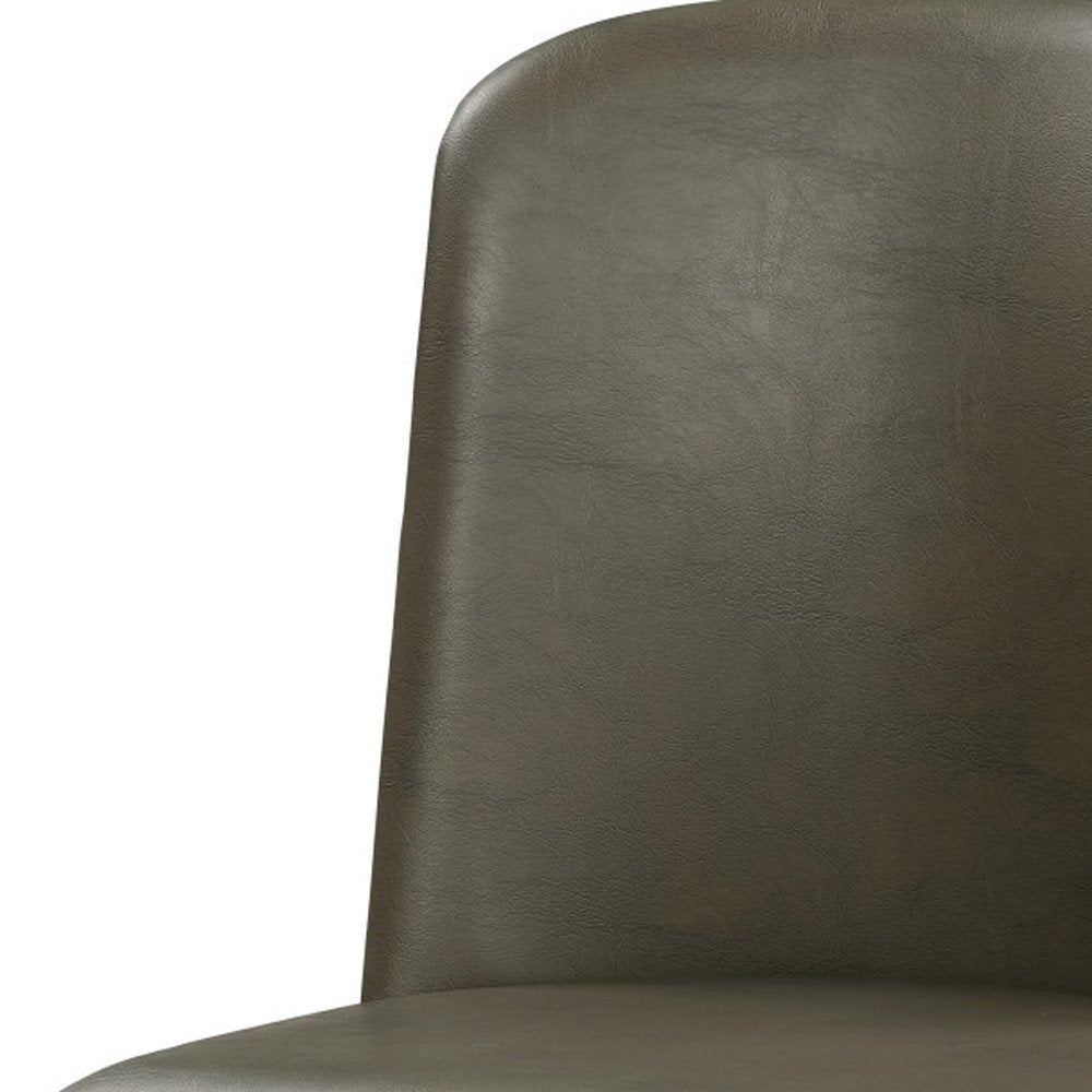 Set of Two Gray Faux Leather Dining Side Chairs