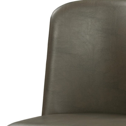 Set of Two Gray Faux Leather Dining Side Chairs