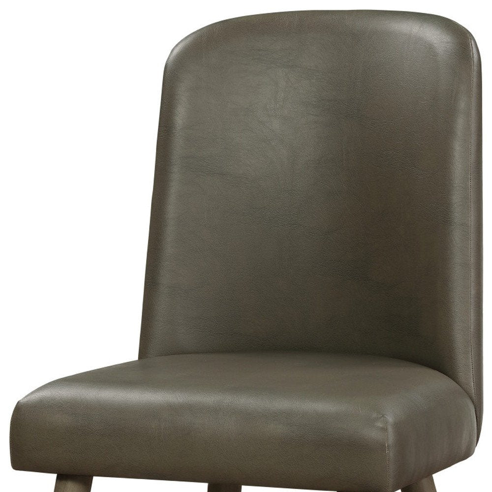 Set of Two Gray Faux Leather Dining Side Chairs