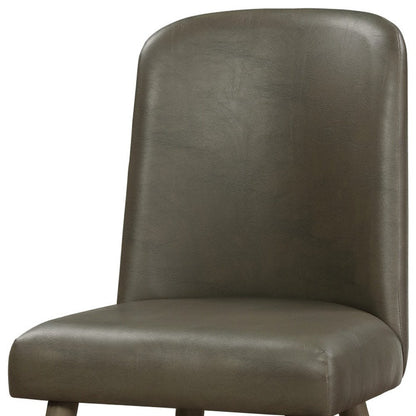 Set of Two Gray Faux Leather Dining Side Chairs