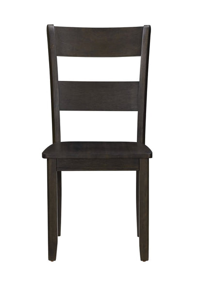 Set of Two Walnut Solid Wood Ladder Back Dining Side Chairs