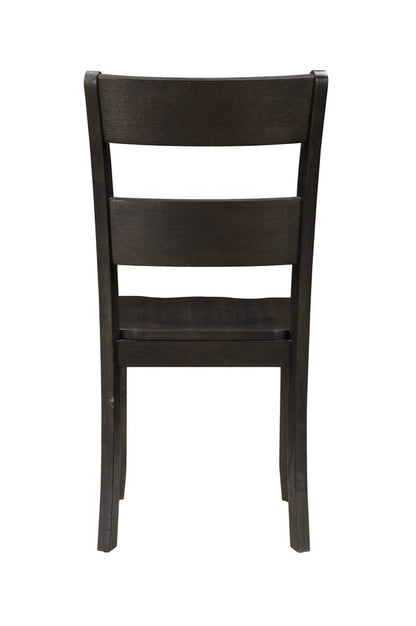 Set of Two Walnut Solid Wood Ladder Back Dining Side Chairs