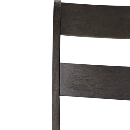 Set of Two Walnut Solid Wood Ladder Back Dining Side Chairs