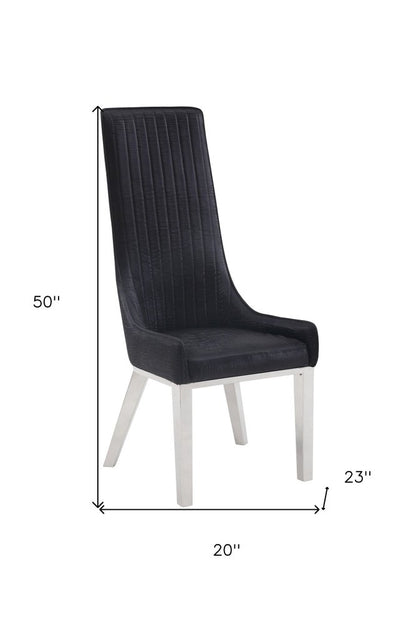 Set of Two Black and Silver Faux Leather Dining Side Chairs