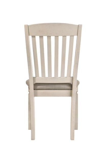 Set of Two Tan and Cream Fabric Slat Back Dining Side Chairs
