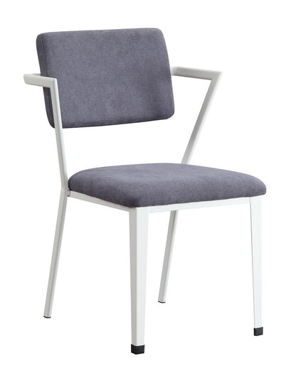 Set of Two Gray and White Fabric Open Back Dining Side Chairs